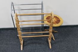 A pine towel rail,