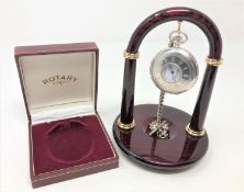 A silver half hunter Rotary pocket watch, on silver Albert chain with T-bar,