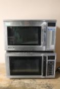 Two stainless steel commercial microwaves