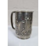 An Art Nouveau silver tankard, maker R&B,