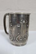 An Art Nouveau silver tankard, maker R&B,