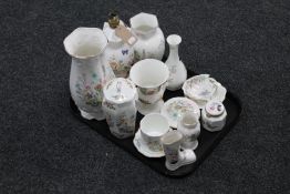 A tray of fourteen pieces of Aynsley Wild Tudor Cottage Garden china