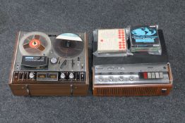 An Ultra reel to reel tape recorder with three tapes,
