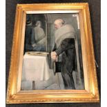 J. Stewart : study of a man by a collection plate, watercolour, 49 cm c 70 cm, signed, framed.