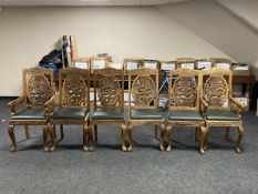 Six profusely carved Indian hardwood chairs