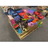 A pallet of children's toys, building blocks,