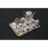 A tray of fifteen piece Crown Stafford Red Rose china coffee service,