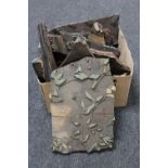 A collection of ten antique wooden printing blocks purportedly late 19th early 20th century from