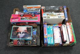 Five boxes of Barbie Ferrari, remote control car, board games,