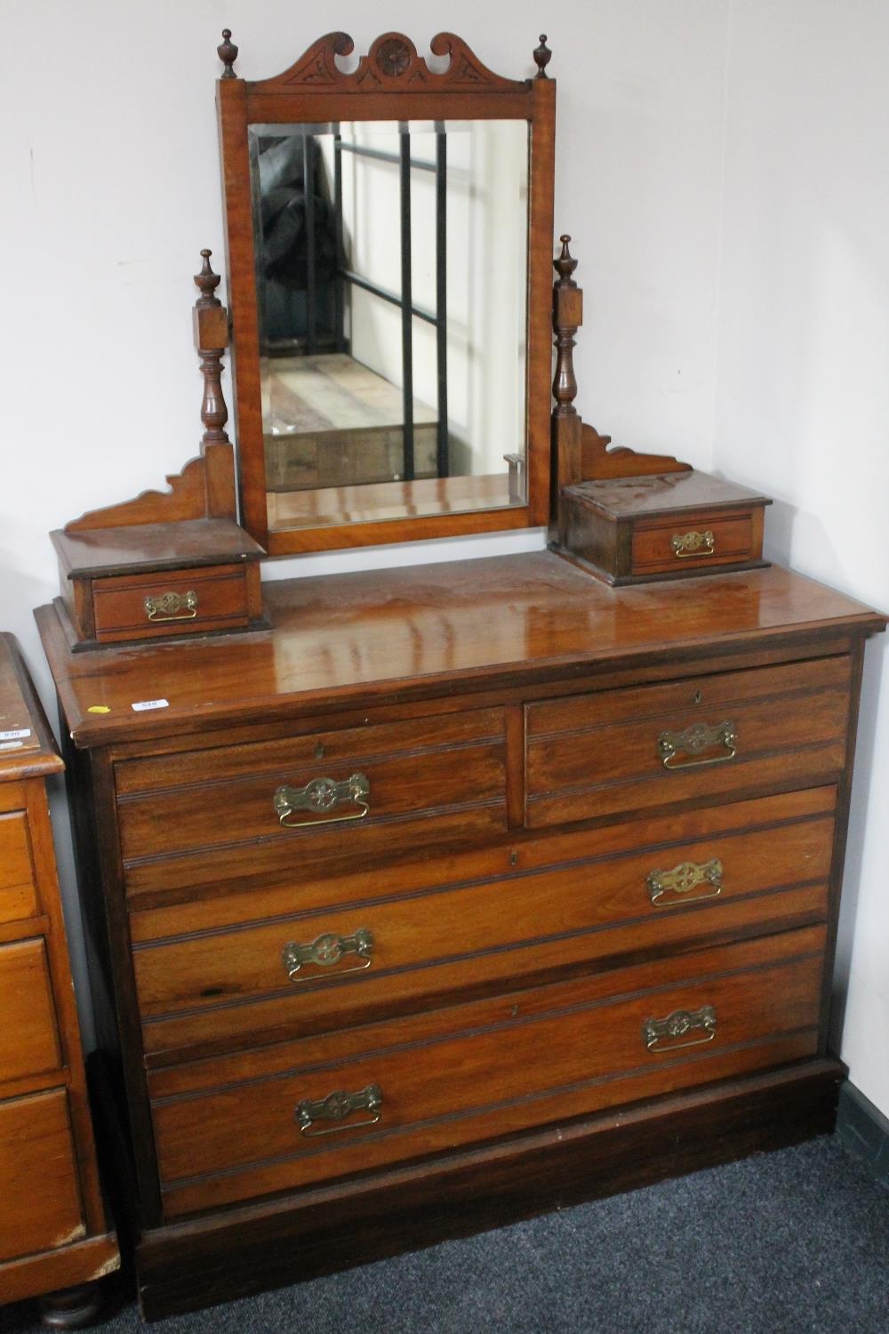 A Victorian walnut mirrored dressing chest,