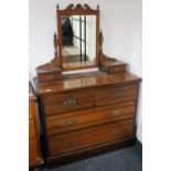 A Victorian walnut mirrored dressing chest,