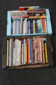 Two boxes of hardback books relating to home decor, decoupage,