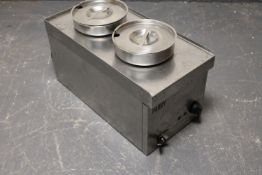 A Parry stainless steel two pot bain marie