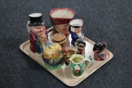 A tray of assorted toby jugs : Royal Doulton, Burlington,