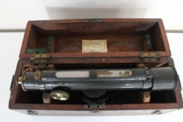 A 19th century theodolite in a fitted mahogany box