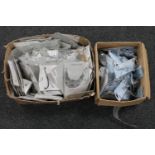 Two boxes of eye lash curlers and fashion costume jewellery