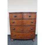 A Victorian mahogany bowfronted five drawer chest