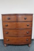 A Victorian mahogany bowfronted five drawer chest