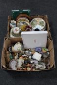 Two boxes of china to include wall plates, collector's plates, pottery vases, Goss pieces,