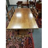 An oak refectory dining table,