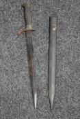 A copy of a Third Reich bayonet in scabbard