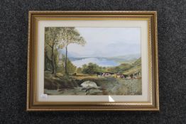 A gilt framed Marie Roch acrylic - view of Derwent Water