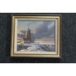 A framed Edwin Vaughan oil on canvas - Dutch windmill,