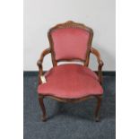 A continental salon armchair in pink dralon