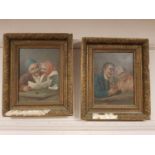 Two continental paintings depicting figures,