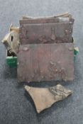 A collection of seven antique wooden printing blocks purportedly late 19th early 20th century from