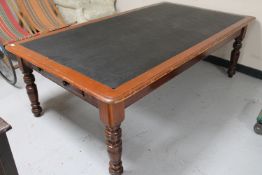 A Victorian library table fitted two drawers CONDITION REPORT: 215cm long,