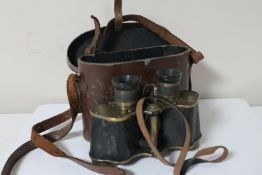 A pair of antique French Hunsicker & Alexis field glasses in leather case