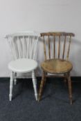 Two antique kitchen chairs,