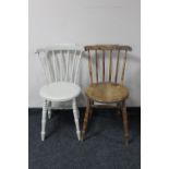 Two antique kitchen chairs,