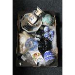 A box of miscellaneous to include Aboriginal wall plaque, wall plaque, Masons bowl,