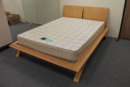 A 5' beech bed frame and a Dura Regent orthopaedic mattress