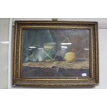 An antiquarian gilt framed still life oil painting