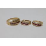 An 18ct gold diamond and ruby set ring, size R,