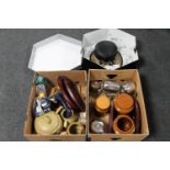 Two boxes of stoneware kitchen ware, Hornsea storage jars,