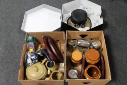 Two boxes of stoneware kitchen ware, Hornsea storage jars,