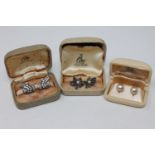 Three boxed pairs of Ciro cultured pearl earrings,