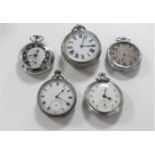 A box of five various pocket watches - Elgin,