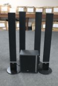 An LG five speaker surround sound system