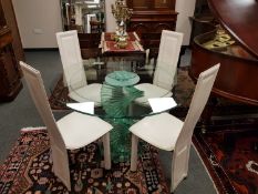 A circa 1970's Italian all-glass dining table on twist column support,
