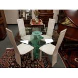 A circa 1970's Italian all-glass dining table on twist column support,