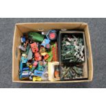 A box of mid 20th century and later play worn die cast vehicles : Triang,