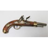 A good quality replica French flintlock pistol with ramrod CONDITION REPORT: