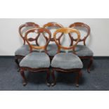 Three Victorian mahogany balloon back chairs and a further pair of chairs (5)