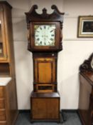 An early 19th century oak and mahogany eight day longcase clock with painted dial signed Greenbank