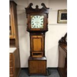 An early 19th century oak and mahogany eight day longcase clock with painted dial signed Greenbank